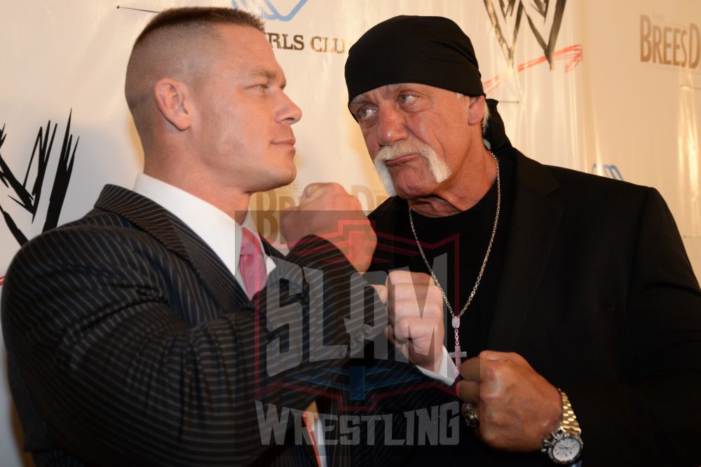 John Cena and Hulk Hogan meet on the red carpet at the WWE Hall of Fame induction at WrestleMania XXX in New Orleans. Photo by Mike Mastrandrea, https://www.instagram.com/mikemastrandrea_photography