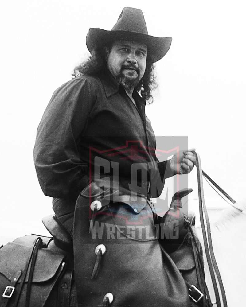 Curtis Iaukea gives cowboy life a try in Stampede Wrestling. Photo by Bob Leonard