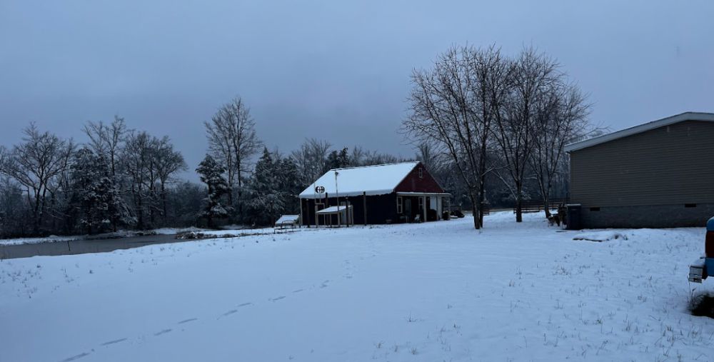 Snow covers the Plunkett estate in January 2025.