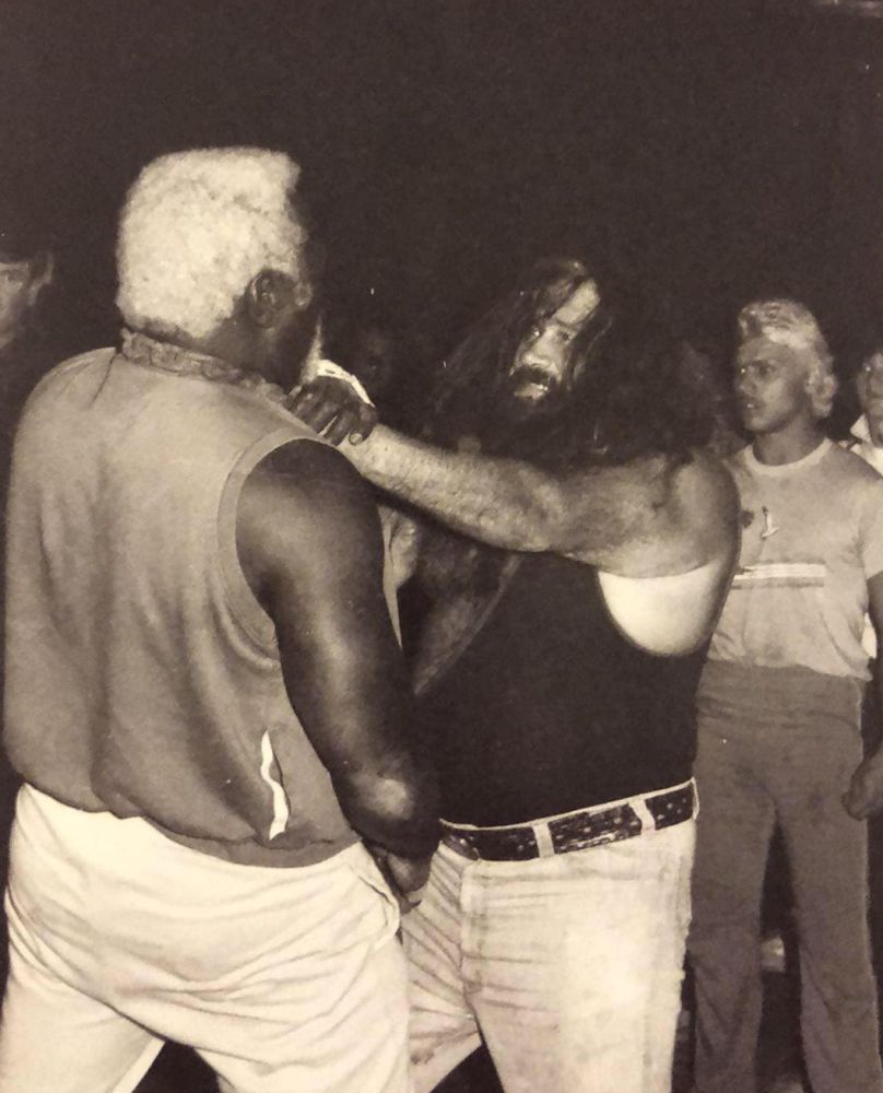 Sweet Daddy Siki, late in his career, battles Bearman Dave McKigney. Photo by Wes Maidment