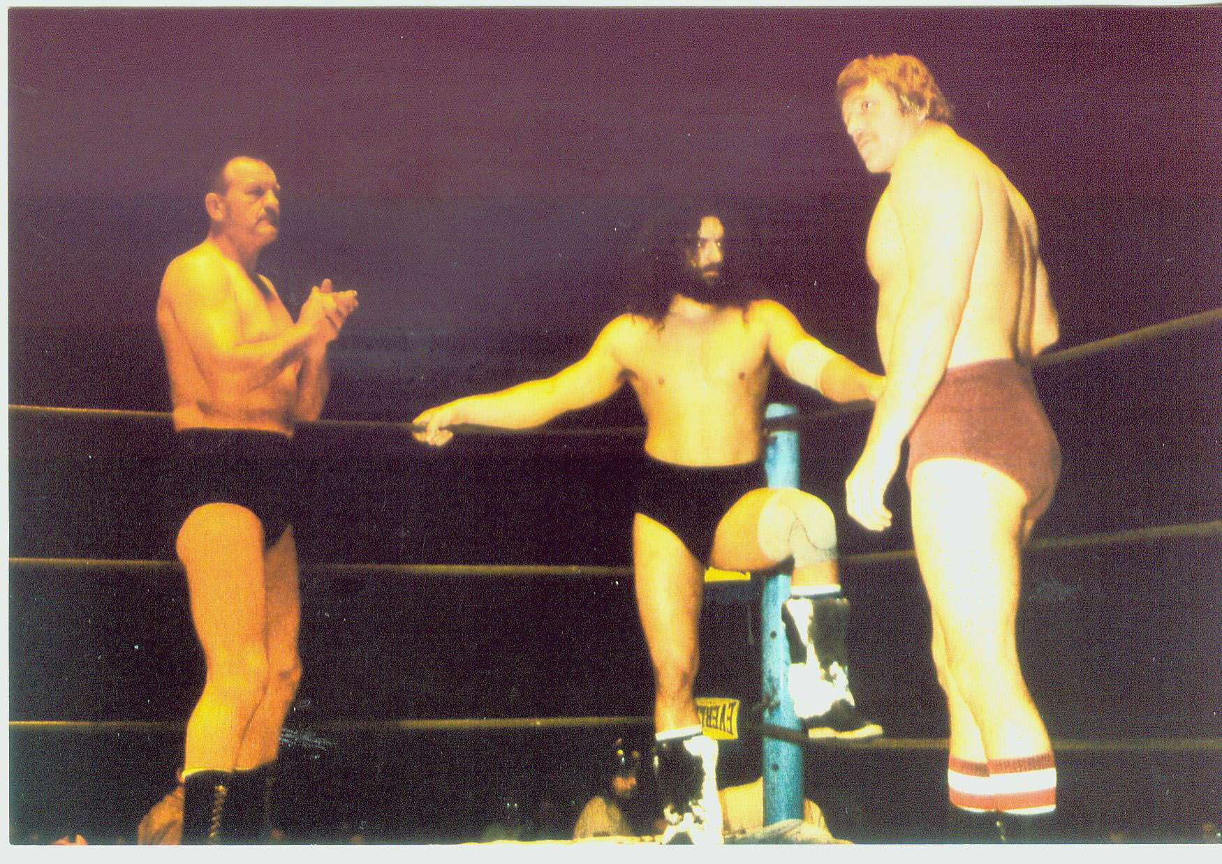 Gene Kiniski, Bruiser Brody and Ed Wiskoski in St. Louis. Photo by Mike Lano, WReaLano@aol.com