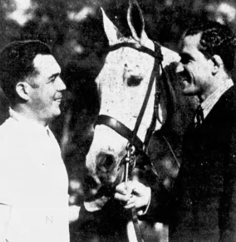 Julio Mueller, from Mexico's polo team, is seen in a photo with El Pulpo in 1937. The polo team was attending the matches at Los Angeles' Olympic Auditorium to cheer on El Pulpo.