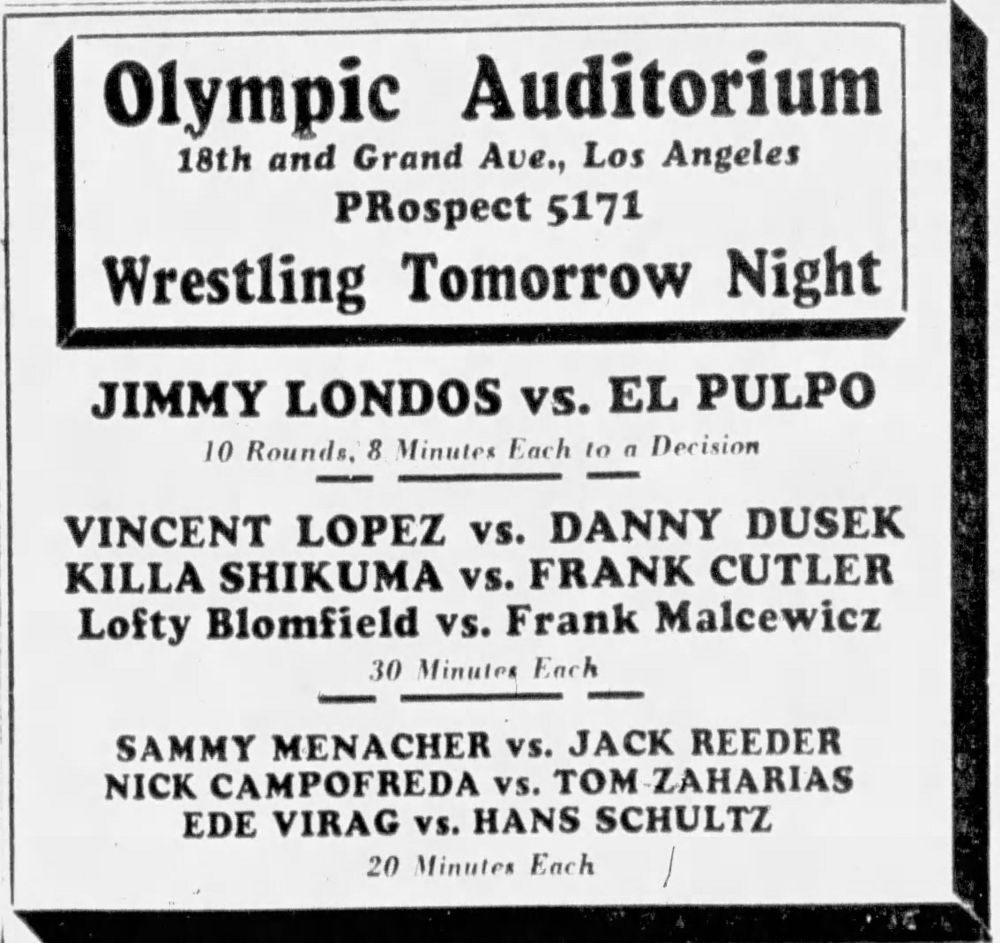 The card that didn't happen at the Los Angeles Olympic Auditorium on March 2, 1938.