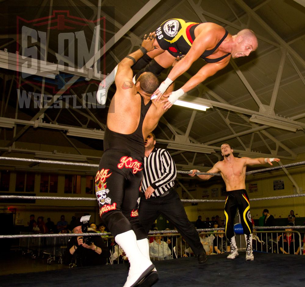 Tiberius King sends Jake O'Reilly up and over on May 4, 2012, in Collingwood, Ontario. Photo by Tabercil