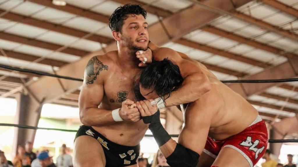 Nate Bradley works a headlock in the ring. Photo courtesy Nathan Bradley.