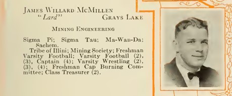 Jim McMillen in the University of Illinois yearbook.