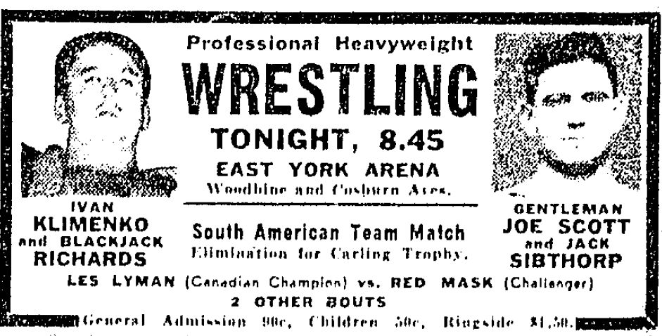 East York Arena in Toronto, August 11, 1954