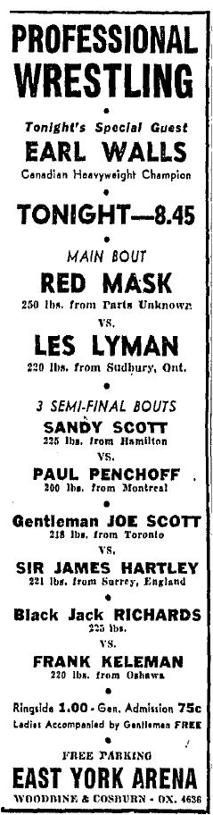 East York Arena in Toronto, August 12, 1953