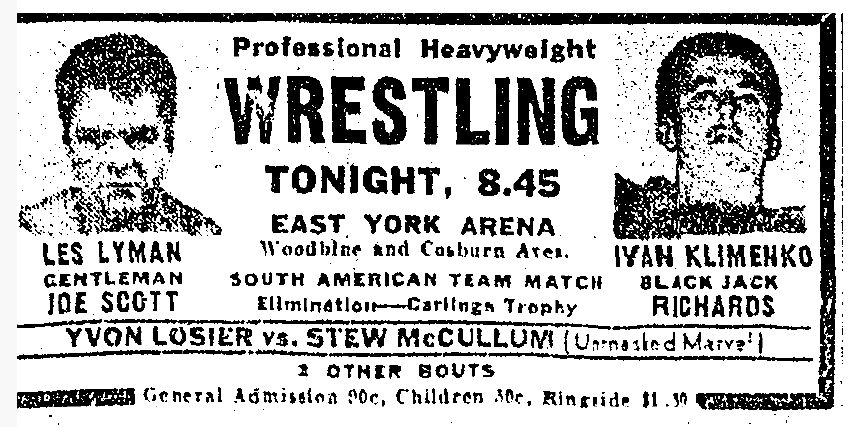 East York Arena in Toronto, August 18, 1954