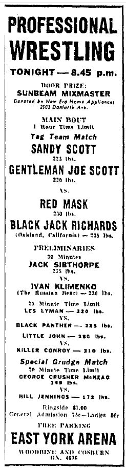 East York Arena in Toronto, August 19, 1953