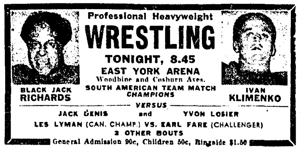 East York Arena in Toronto, September 20, 1954