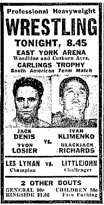 East York Arena in Toronto, August 25, 1954