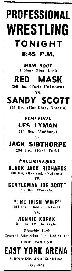 East York Arena in Toronto, August 26, 1953