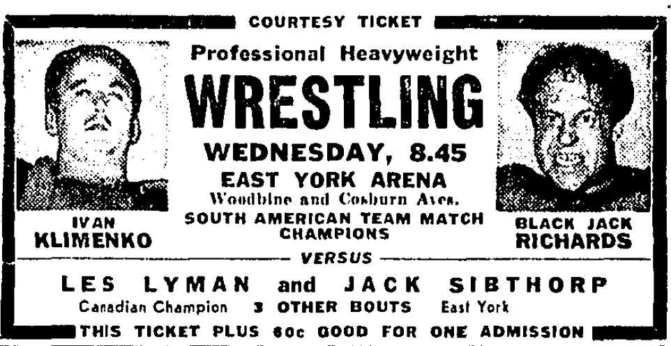 East York Arena in Toronto, September 29, 1954