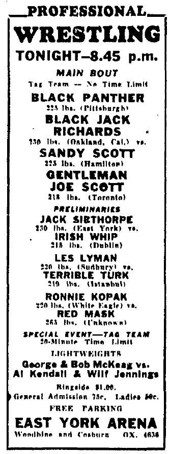 East York Arena in Toronto, September 2, 1953