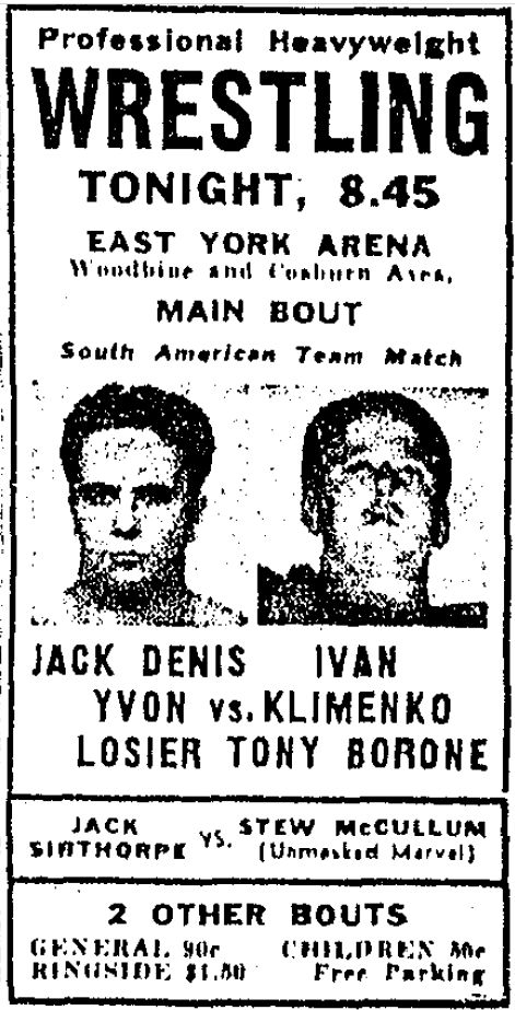 East York Arena in Toronto, August 4, 1954