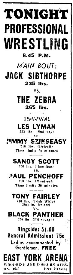 East York Arena in Toronto, August 5, 1953