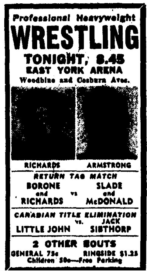 East York Arena in Toronto, June 8, 1955