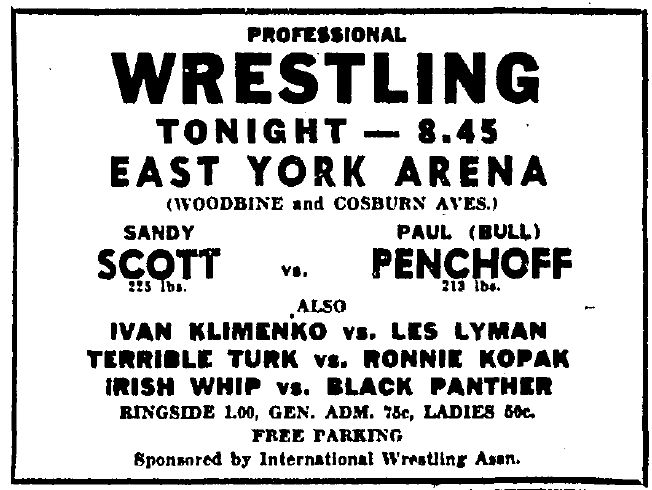 East York Arena in Toronto, September 9, 1953