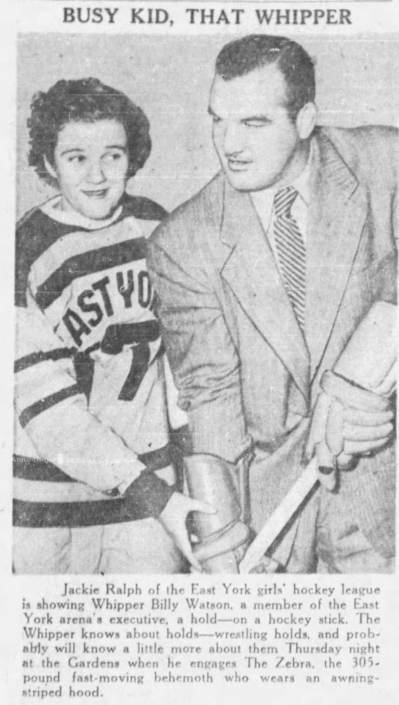 Whipper Watson with a woman hockey player