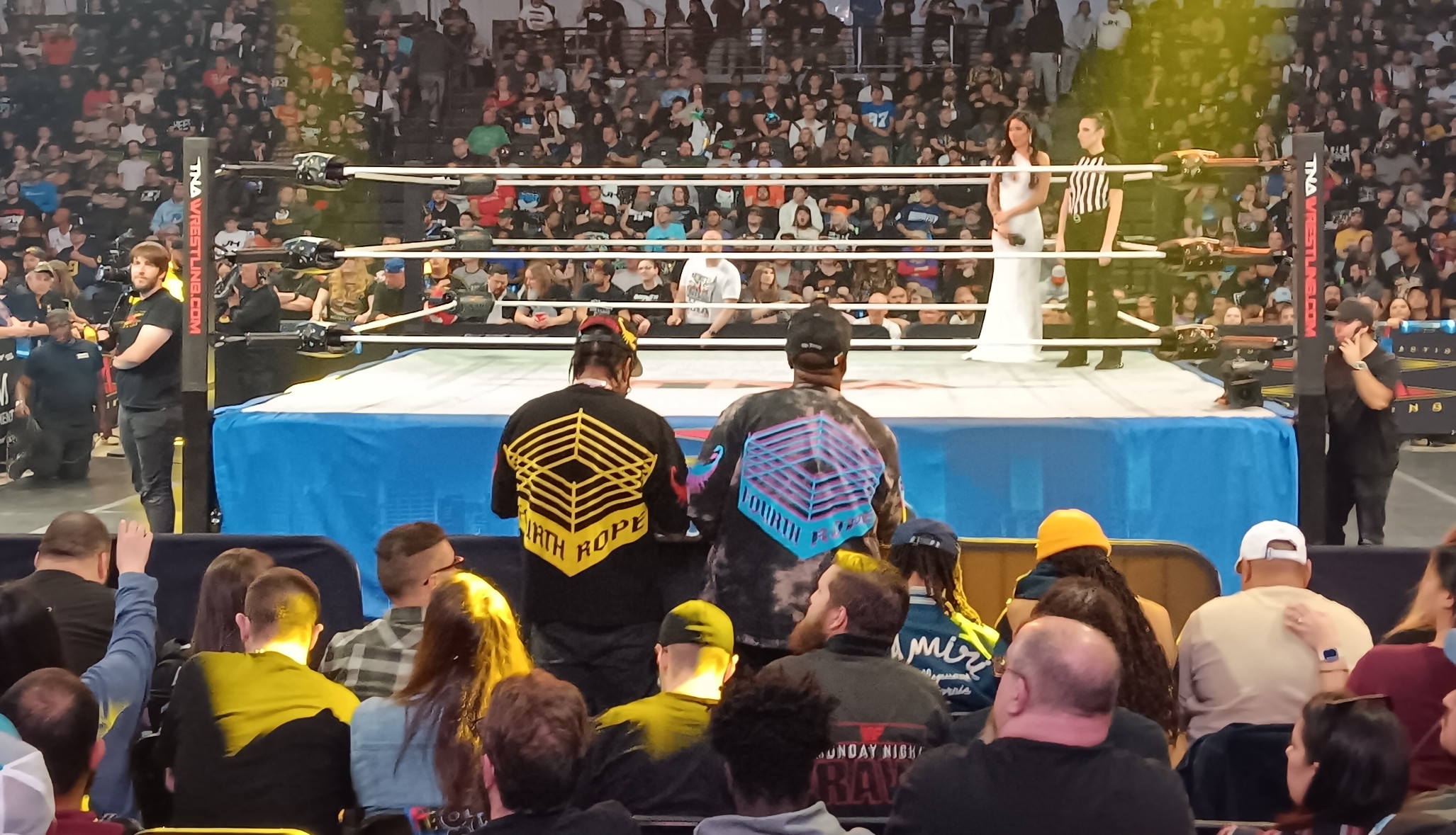 The back of Westside Gunn (black and yellow t-shirt), who was not available for meet and greets at TNA Bound For Glory at the Wayne State University Fieldhouse in Detroit, Michigan, on Saturday, October 26, 2024. Photo by Josh Olsen