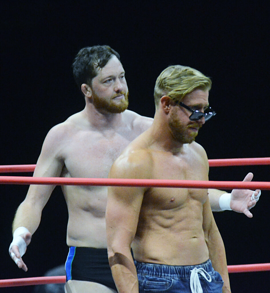 Kyle O'Reilly and Orange Cassidy at AEW Collision on October 4 2024 in Toledo, Ohio. Photo by Brad McFarlin. 