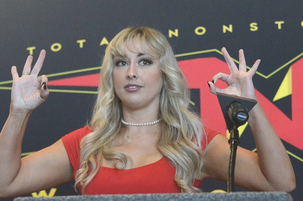 Gia MIller at TNA Bound for Glory Press Conference in Detroit on October 24, 2024. Photo by Brad McFarlin. 