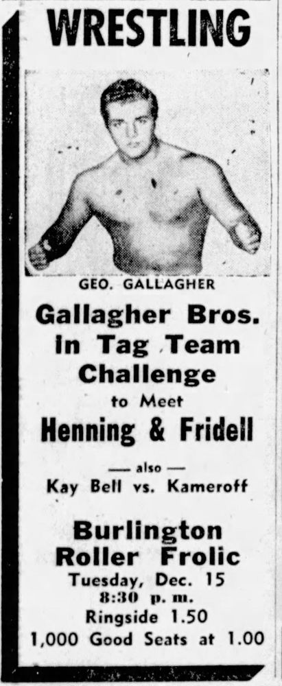 A rare main event for Al Fridell, December 15, 1953, in Bellingham, Washington.